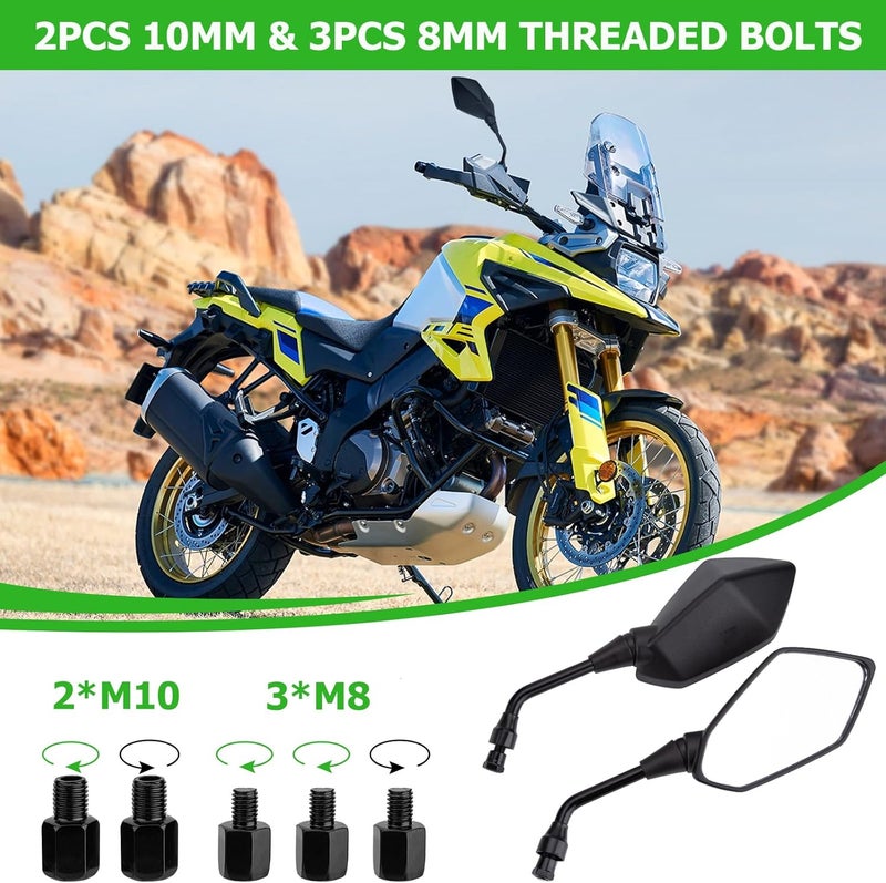 CICMOD Motorcycle Rear View Side Mirrors with M8 M10 Threaded Bolts for Motorcycle, Scooter, ATV, Dirt Bike, Cruiser - Image 4